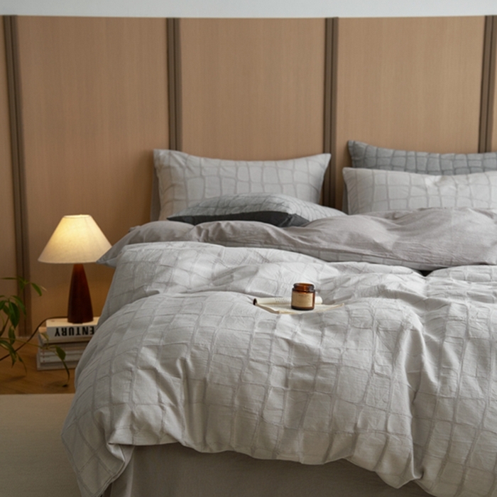 91家纺网 家纺一手货源 找家纺 安莱生活 2025新款色织水洗提花大理石纹四件套 大理石纹-银灰