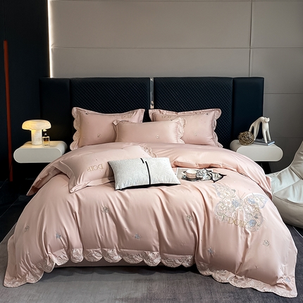 91家纺网 家纺一手货源 找家纺 狂想家 2025新款水洗真丝轻奢款系列四件套 米莉玉粉