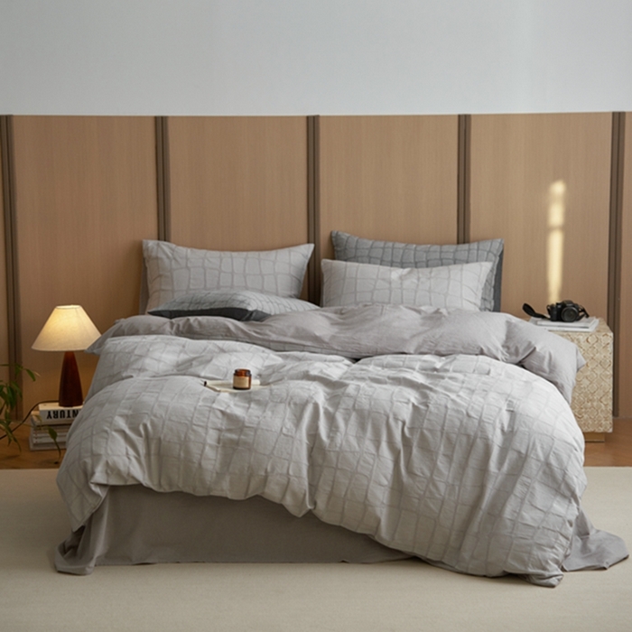 91家纺网 家纺一手货源 找家纺 安莱生活 2025新款色织水洗提花大理石纹四件套 大理石纹-银灰