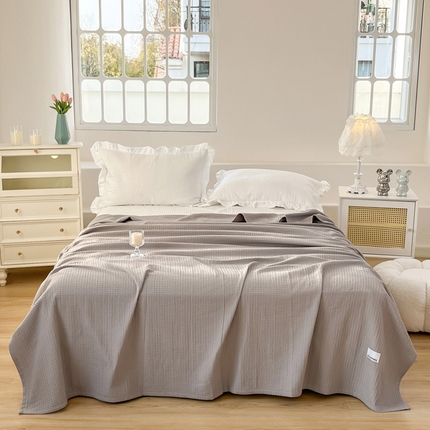 乐家毛巾被（工厂自产自销） 2024新款全棉华夫格毛巾被 灰色