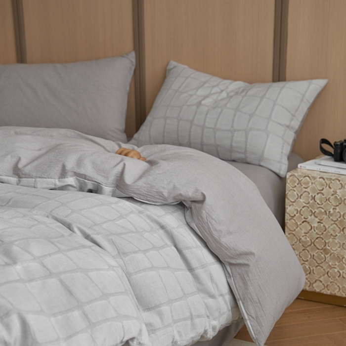 91家纺网 家纺一手货源 找家纺 安莱生活 2025新款色织水洗提花大理石纹四件套 大理石纹-银灰