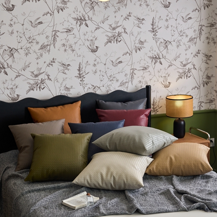 91家纺网 家纺一手货源 找家纺 安莱生活 2024首款编制纹理皮革多功能家用简约创意皮枕 方枕 云白