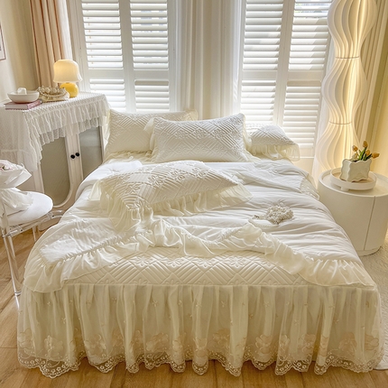 91家纺网 家纺一手货源 找家纺 （总）好儿喜家纺 2024新款巴罗娜夏被凉席床裙四件套