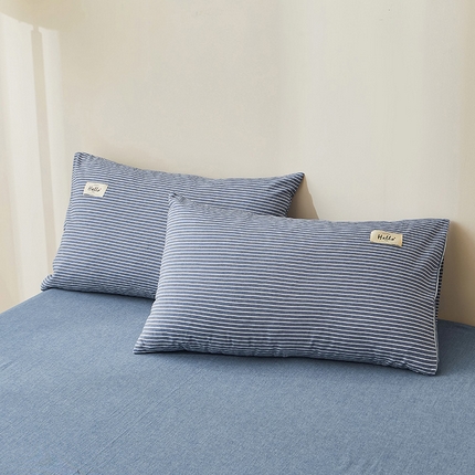 91家纺网 家纺一手货源 找家纺 （总）恋人优选  2024新款纯棉枕套纯色格子全棉水洗棉单件贴标款