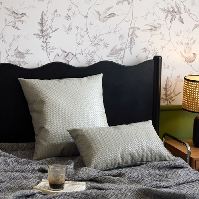 91家纺网 家纺一手货源 找家纺 安莱生活 2024首款编制纹理皮革多功能家用简约创意皮枕 方枕 星灰