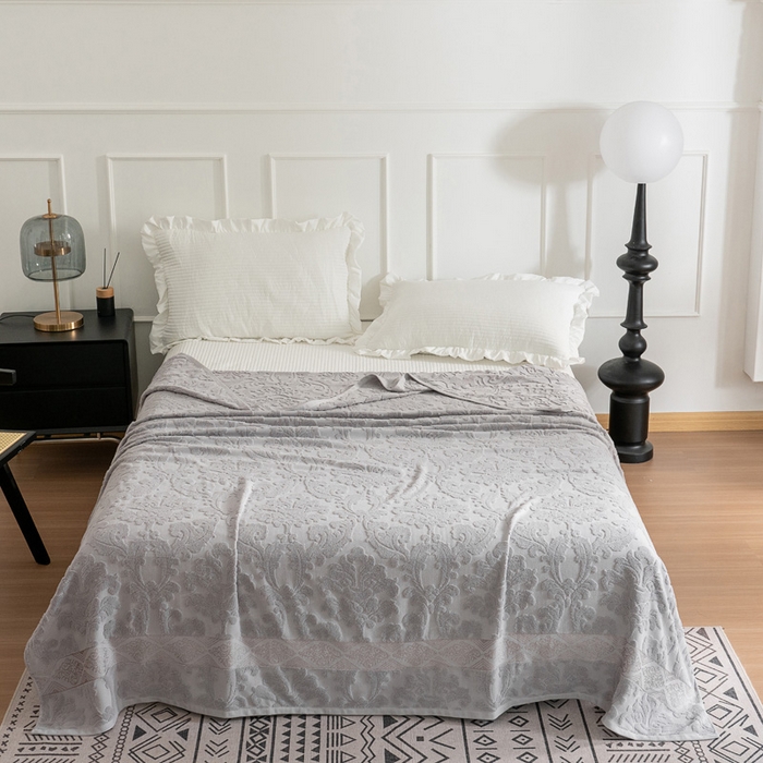 91家纺网 家纺一手货源 找家纺 乐家毛巾被 2023新款欧雅老式毛巾被欧雅灰色