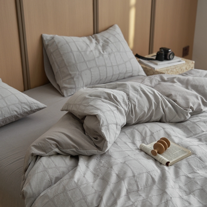 91家纺网 家纺一手货源 找家纺 安莱生活 2025新款色织水洗提花大理石纹四件套 大理石纹-银灰