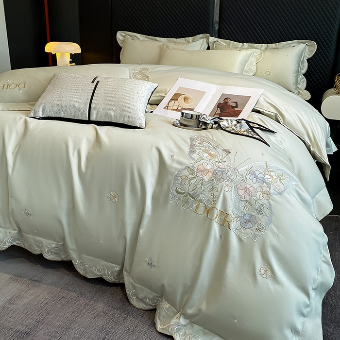 91家纺网 家纺一手货源 找家纺 狂想家 2025新款水洗真丝轻奢款系列四件套 米莉苹果绿