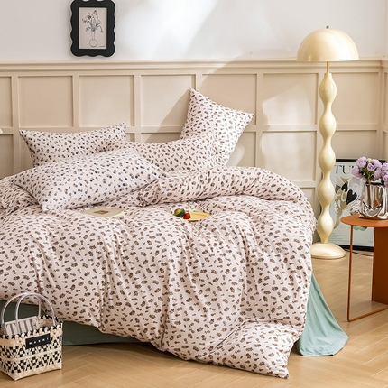 优姿家纺2024新款A类全棉针织棉系列四件套 花雅-粉