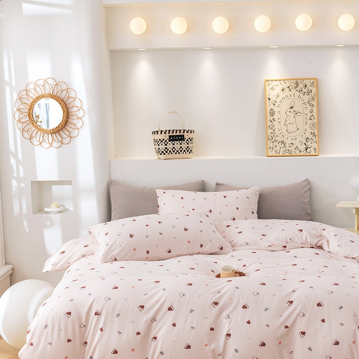 91家纺网 家纺一手货源 找家纺 优姿家纺2024新款A类全棉针织棉系列四件套 暖馨-粉