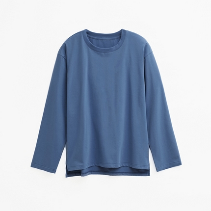 91家纺网 家纺一手货源 找家纺 EH 2024新款全棉男女情侣款家居服-男款圆领 牛仔蓝