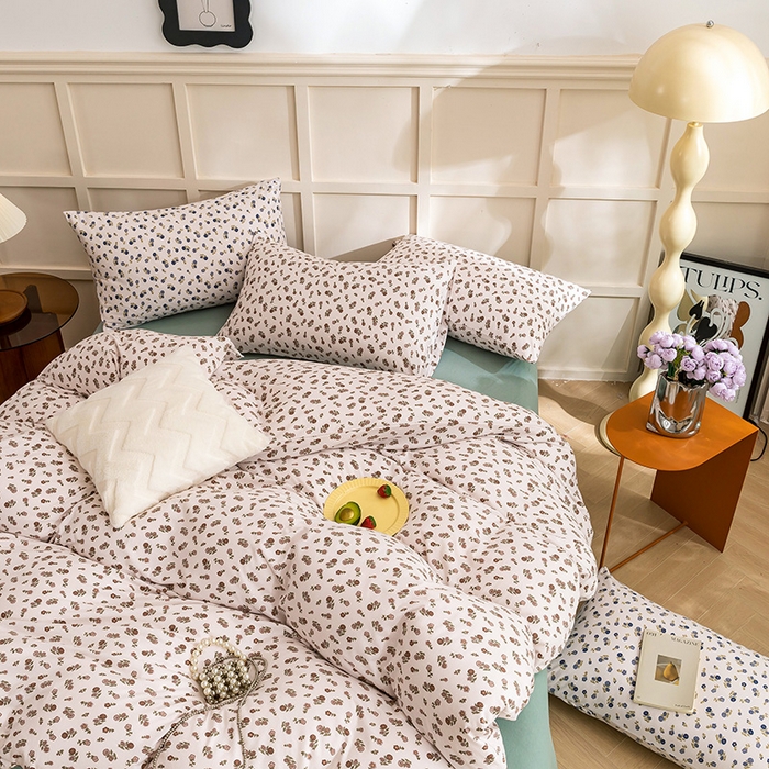 91家纺网 家纺一手货源 找家纺 优姿家纺2024新款A类全棉针织棉系列四件套 花雅-粉