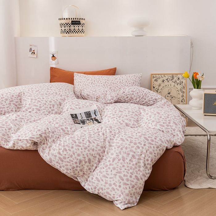 91家纺网 家纺一手货源 找家纺 优姿家纺2024新款A类全棉针织棉系列四件套 秋韵-紫