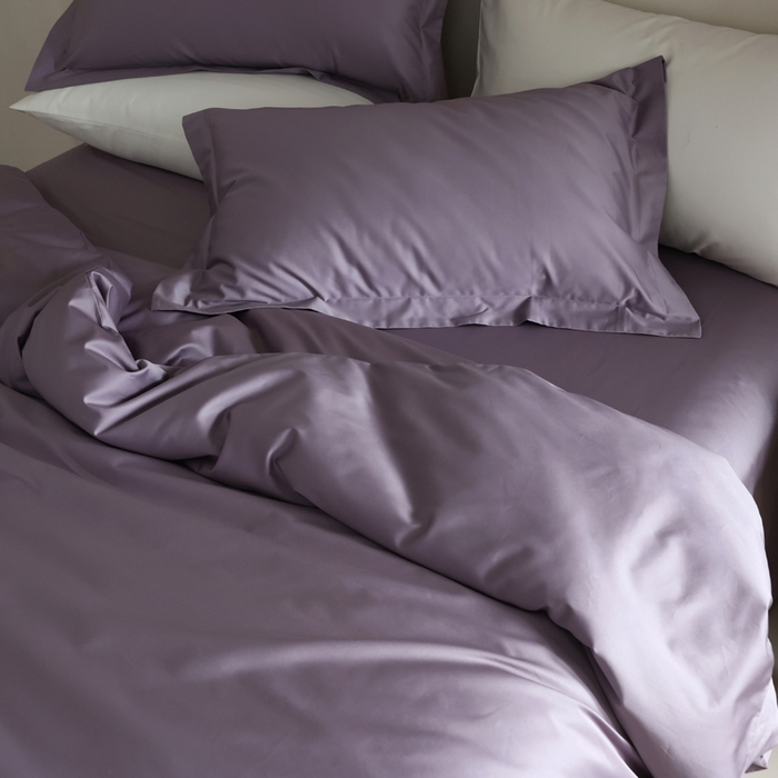 91家纺网 家纺一手货源 找家纺 轩和 2024新款70支埃及匹马棉纯棉纯色四件套风格二 东来紫