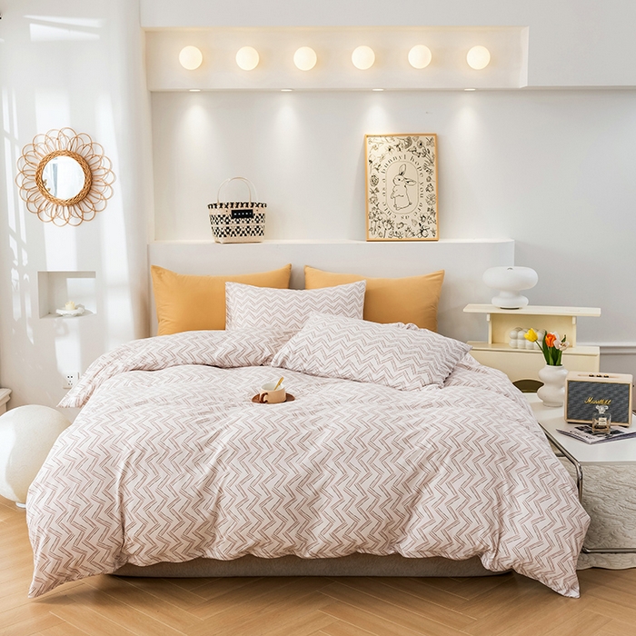 91家纺网 家纺一手货源 找家纺 优姿家纺2024新款A类全棉针织棉系列四件套 菲洛特-粉