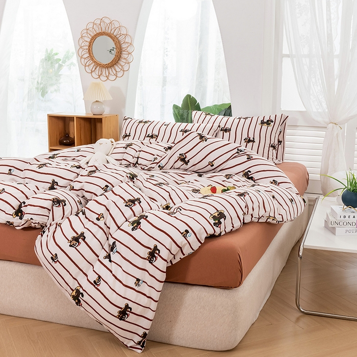 91家纺网 家纺一手货源 找家纺 优姿家纺2024新款A类全棉针织棉系列四件套 汪汪小队-红