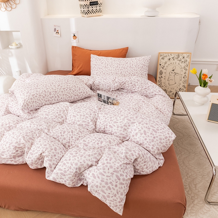 91家纺网 家纺一手货源 找家纺 优姿家纺2024新款A类全棉针织棉系列四件套 秋韵-紫