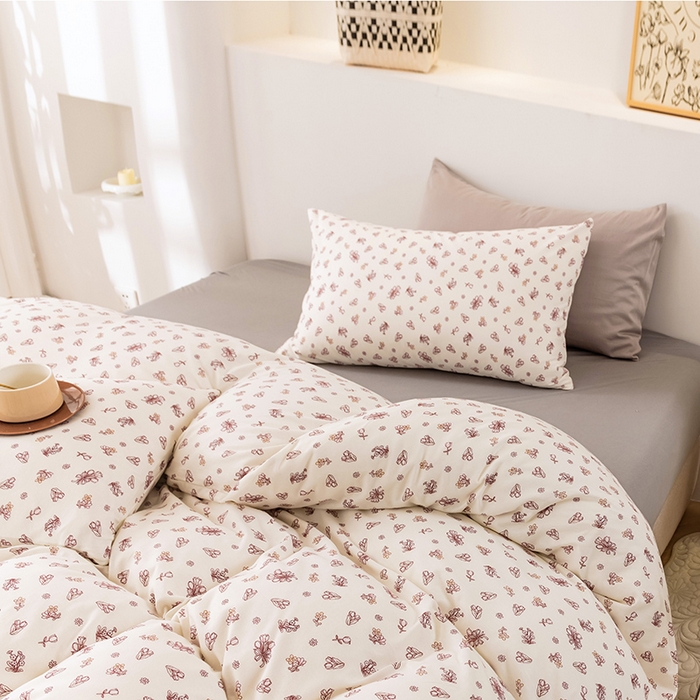 91家纺网 家纺一手货源 找家纺 优姿家纺2024新款A类全棉针织棉系列四件套 朝颜-粉