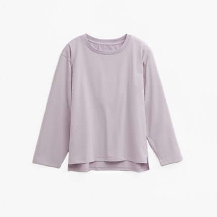 91家纺网 家纺一手货源 找家纺 EH 2024新款全棉男女情侣款家居服-男女款圆领 女款柔紫色