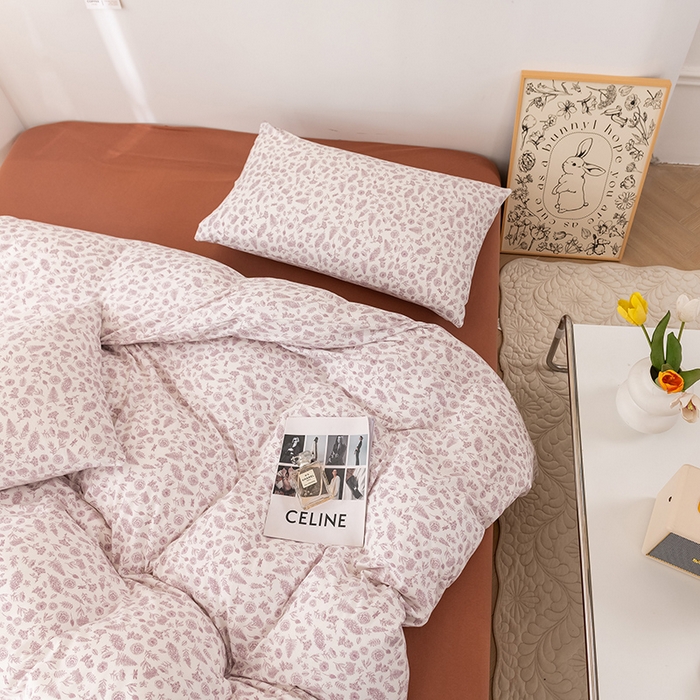 91家纺网 家纺一手货源 找家纺 优姿家纺2024新款A类全棉针织棉系列四件套 秋韵-紫