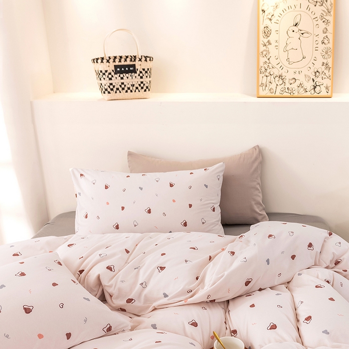 91家纺网 家纺一手货源 找家纺 优姿家纺2024新款A类全棉针织棉系列四件套 暖馨-粉