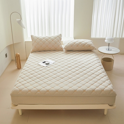 91家纺网 家纺一手货源 找家纺 （总）糯米猪 2024新款A类全棉刺绣色织水洗棉夹棉床笠