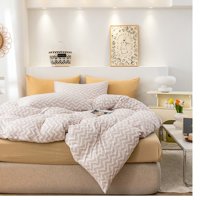 91家纺网 家纺一手货源 找家纺 优姿家纺2024新款A类全棉针织棉系列四件套 菲洛特-粉