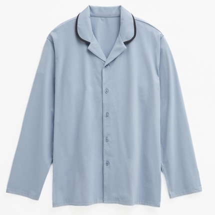 EH 2024新款全棉男女情侣款家居服-男女款翻领 男款云兰色