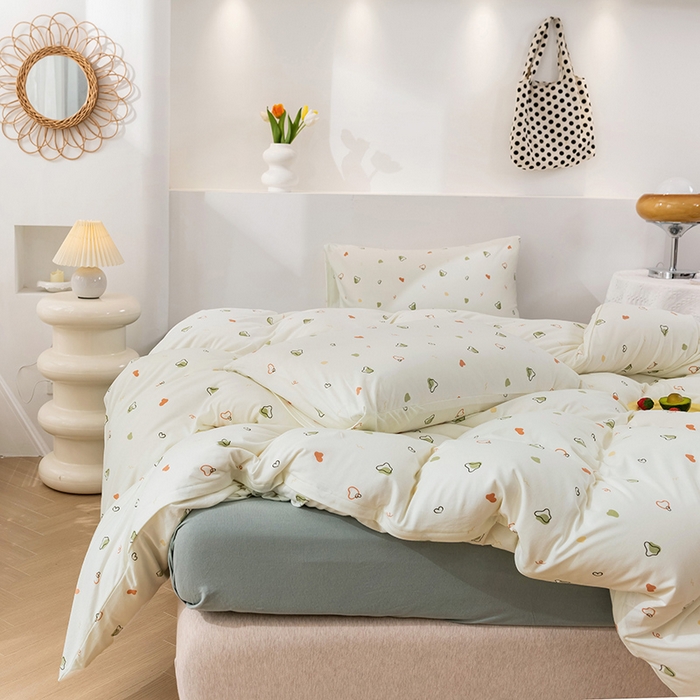 91家纺网 家纺一手货源 找家纺 优姿家纺2024新款A类全棉针织棉系列四件套 暖馨-绿