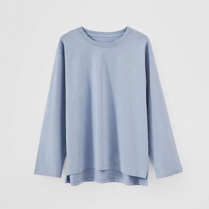 91家纺网 家纺一手货源 找家纺 EH 2024新款全棉男女情侣款家居服-男女款圆领 男款云蓝色