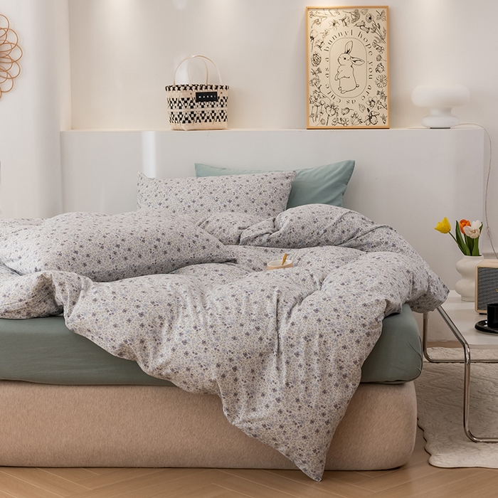 91家纺网 家纺一手货源 找家纺 优姿家纺2024新款A类全棉针织棉系列四件套 花园秘境-兰