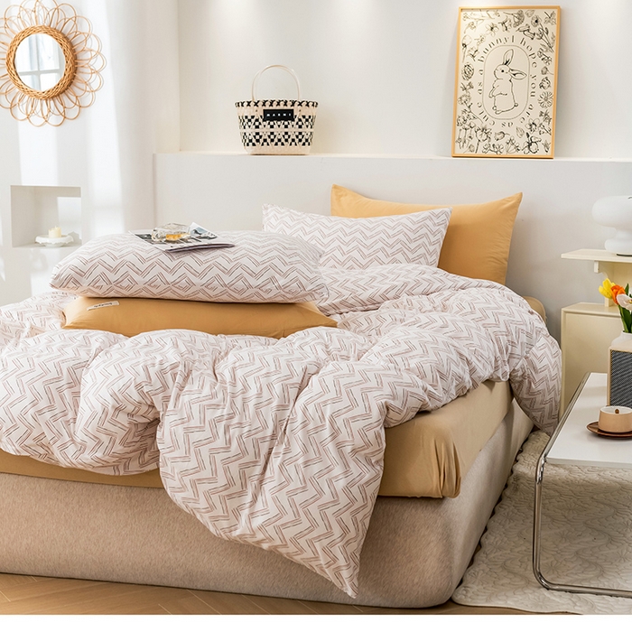 91家纺网 家纺一手货源 找家纺 优姿家纺2024新款A类全棉针织棉系列四件套 菲洛特-粉