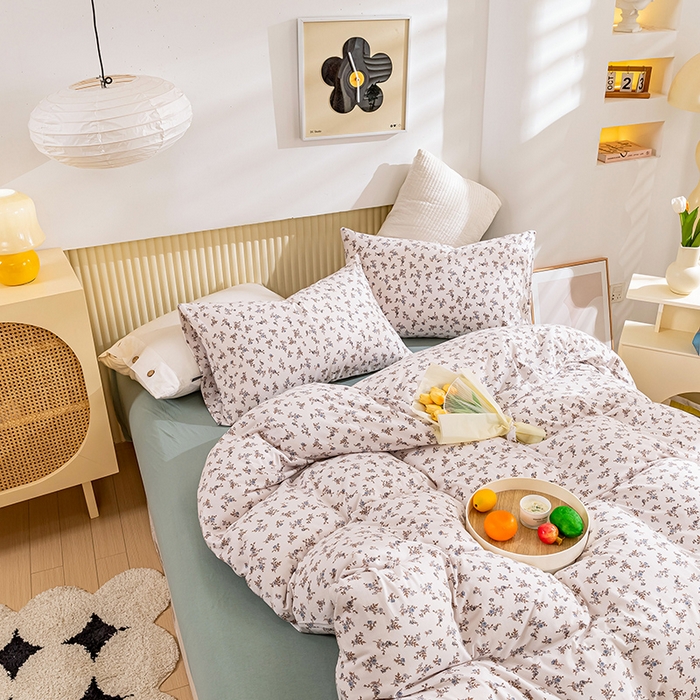 91家纺网 家纺一手货源 找家纺 优姿家纺2024新款A类全棉针织棉系列四件套 知春意-兰