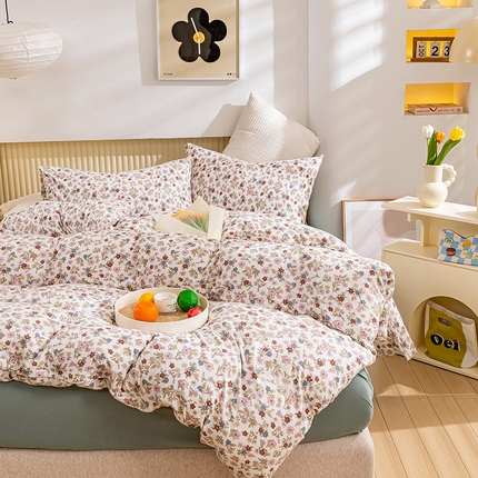 优姿家纺2024新款A类全棉针织棉系列四件套 知春意-粉