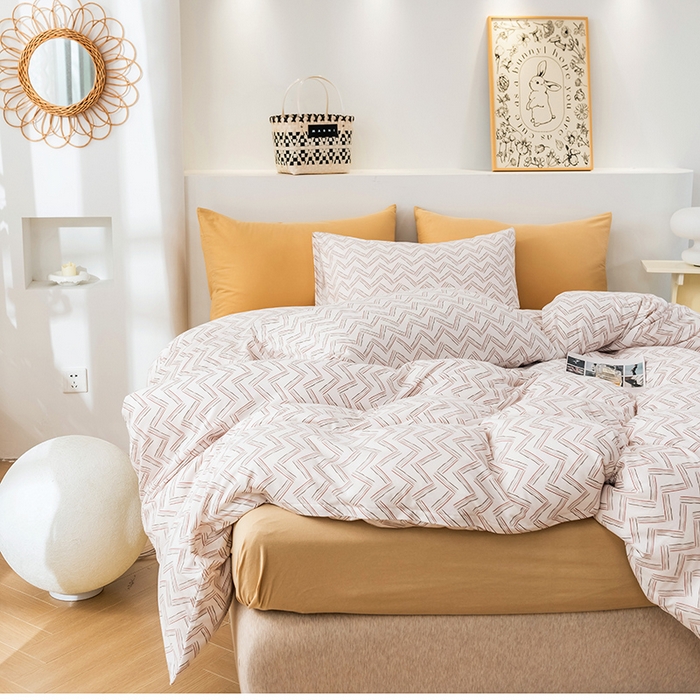 91家纺网 家纺一手货源 找家纺 优姿家纺2024新款A类全棉针织棉系列四件套 菲洛特-粉