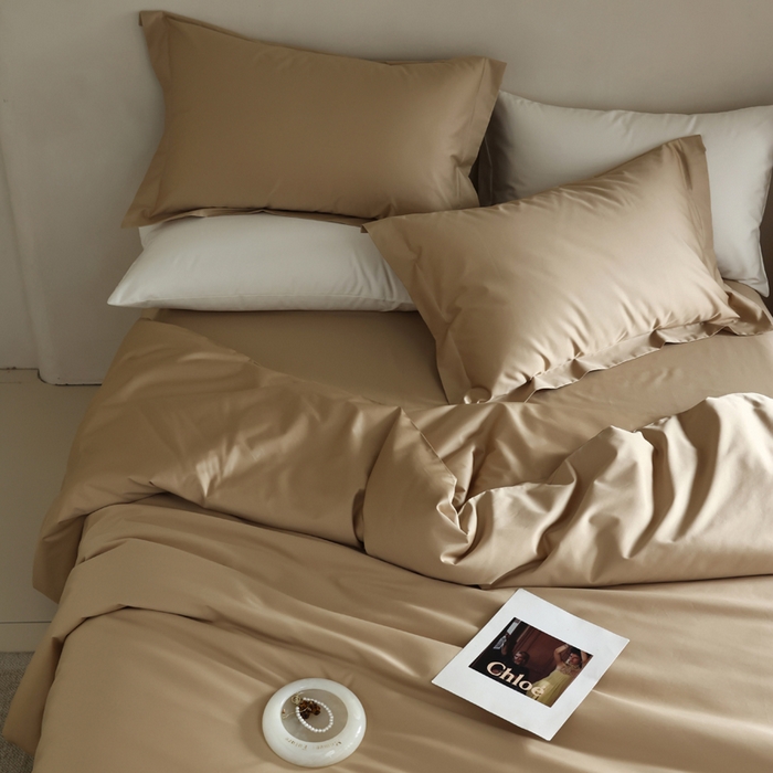 91家纺网 家纺一手货源 找家纺 轩和 2024新款70支埃及匹马棉纯棉纯色四件套风格二 浮光金