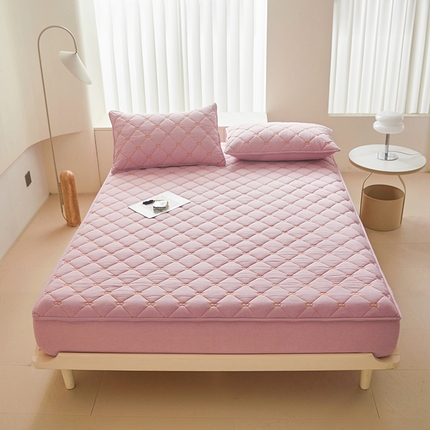 糯米猪 2024新款A类全棉刺绣色织水洗棉夹棉床笠 罗兰紫