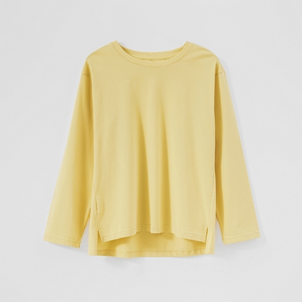 91家纺网 家纺一手货源 找家纺 EH 2024新款全棉男女情侣款家居服-男女款圆领 女款鹅黄色