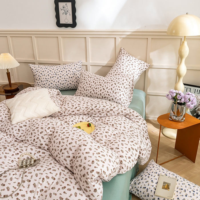 91家纺网 家纺一手货源 找家纺 优姿家纺2024新款A类全棉针织棉系列四件套 花雅-粉