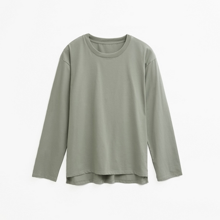 91家纺网 家纺一手货源 找家纺 EH 2024新款全棉男女情侣款家居服-男女款圆领 男款灰绿色