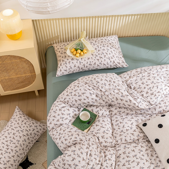 91家纺网 家纺一手货源 找家纺 优姿家纺2024新款A类全棉针织棉系列四件套 知春意-兰