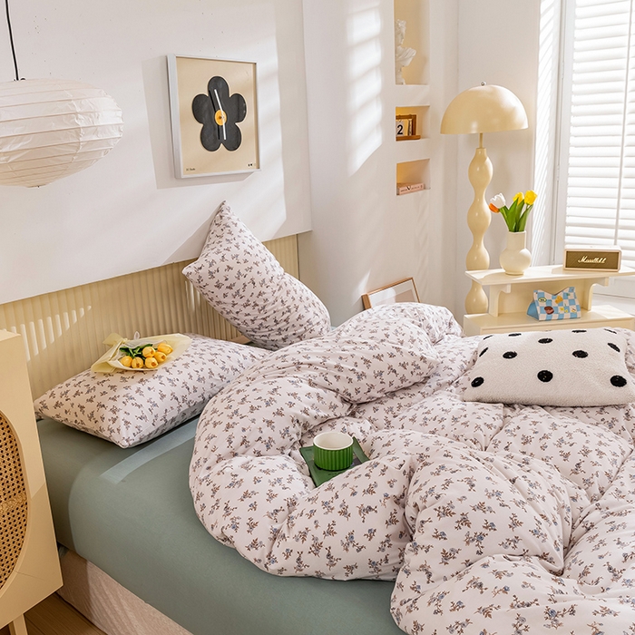 91家纺网 家纺一手货源 找家纺 优姿家纺2024新款A类全棉针织棉系列四件套 知春意-兰