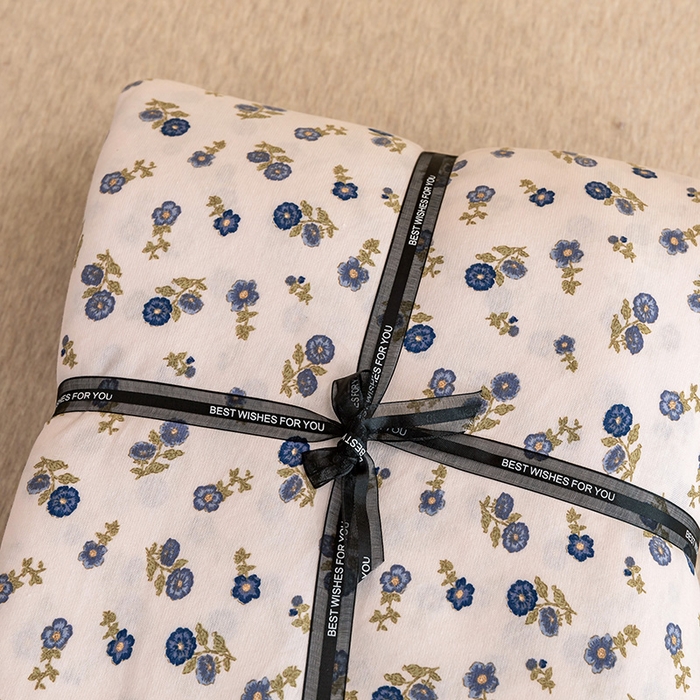 91家纺网 家纺一手货源 找家纺 优姿家纺2024新款A类全棉针织棉系列四件套 花雅-蓝