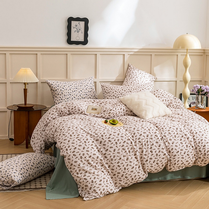 91家纺网 家纺一手货源 找家纺 优姿家纺2024新款A类全棉针织棉系列四件套 花雅-粉