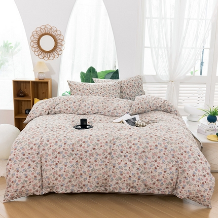 优姿家纺2024新款A类全棉针织棉系列四件套 倾城花恋-粉