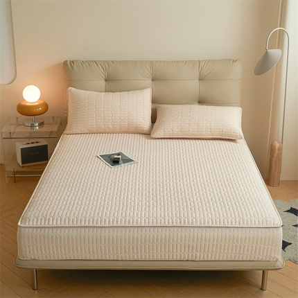 91家纺网 家纺一手货源 找家纺 糯米猪 2024新款六面亲肤棉全包夹棉旗舰款棉边床笠 米色