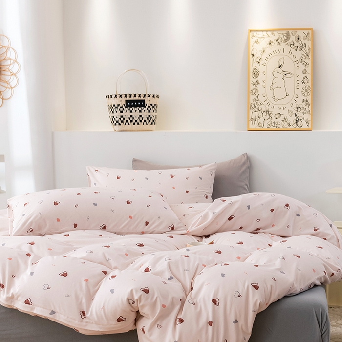 91家纺网 家纺一手货源 找家纺 优姿家纺2024新款A类全棉针织棉系列四件套 暖馨-粉