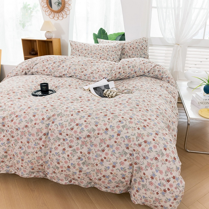 91家纺网 家纺一手货源 找家纺 优姿家纺2024新款A类全棉针织棉系列四件套 倾城花恋-粉