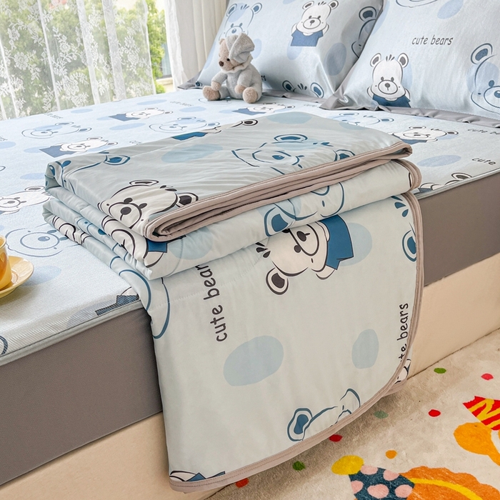 91家纺网 家纺一手货源 找家纺 欧邦 新款A类冰藤席夏被套件 床笠款-酷盖熊