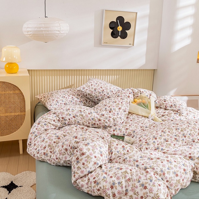 91家纺网 家纺一手货源 找家纺 优姿家纺2024新款A类全棉针织棉系列四件套 知春意-粉